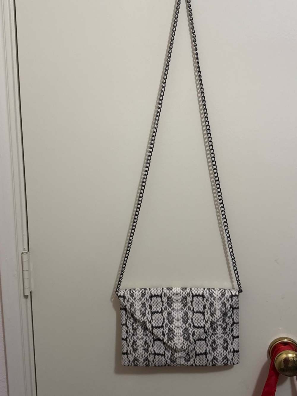 A New Day Black & White Snake-Print Chain Crossbody